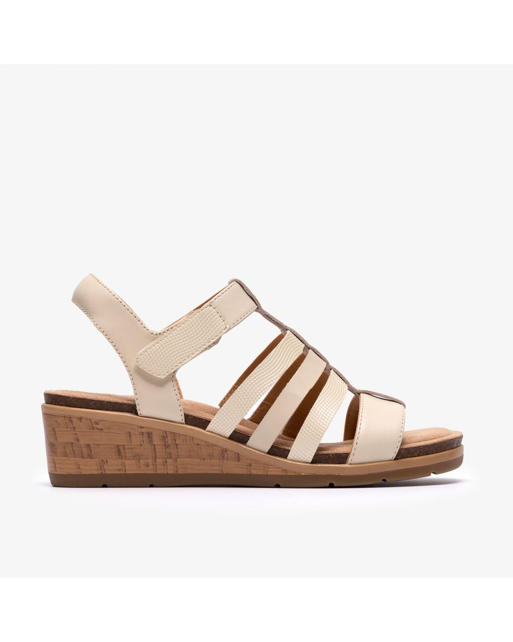 Clarks Brown Kacha Step Cream Leather Sandals