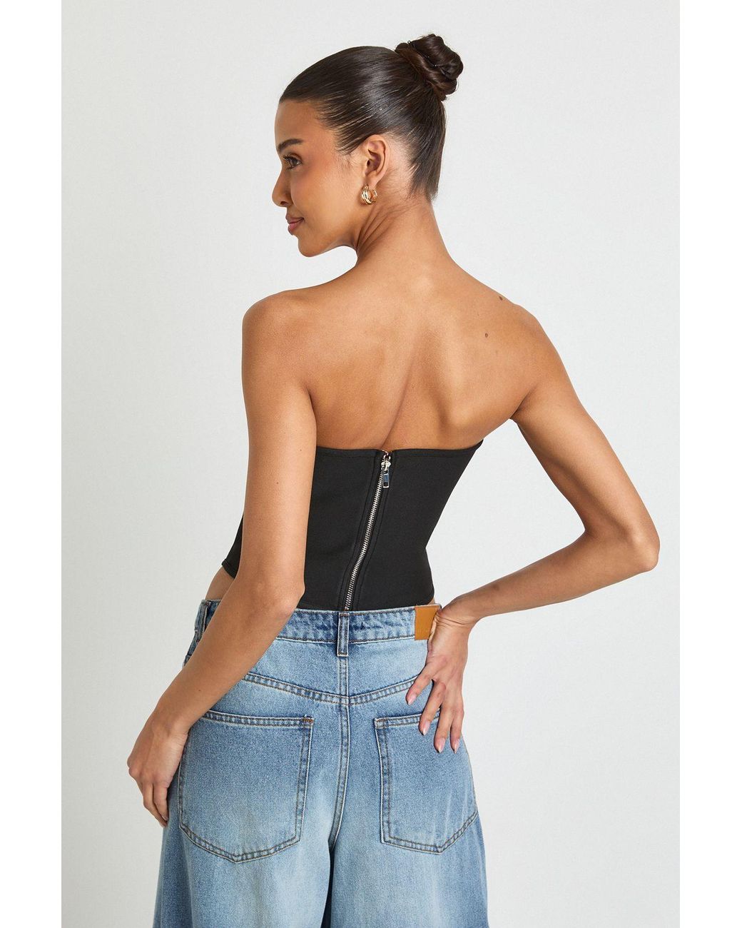 Boohoo Black Bandeau Bandage Corset Top