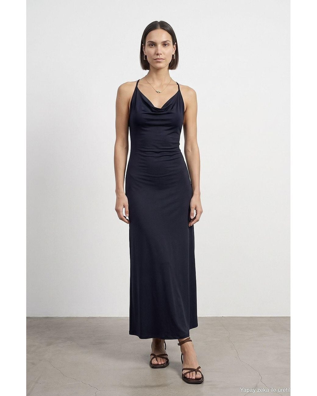 Dilvin Blue Viscose Maxi Dress