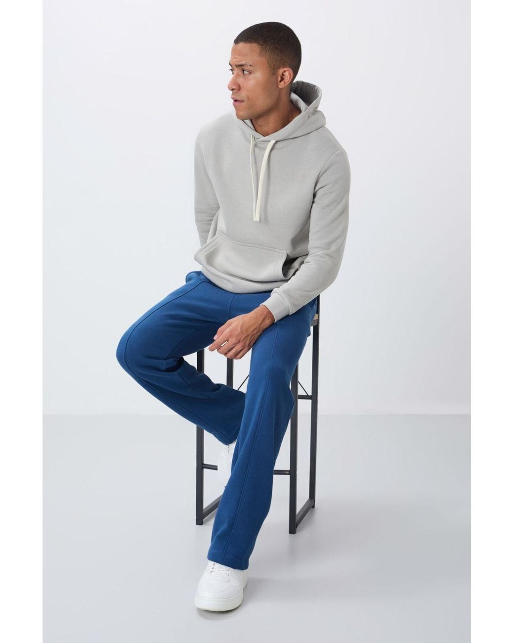 TOMMY LIFE Blue Regular Fit Cotton- Sweatpants for men