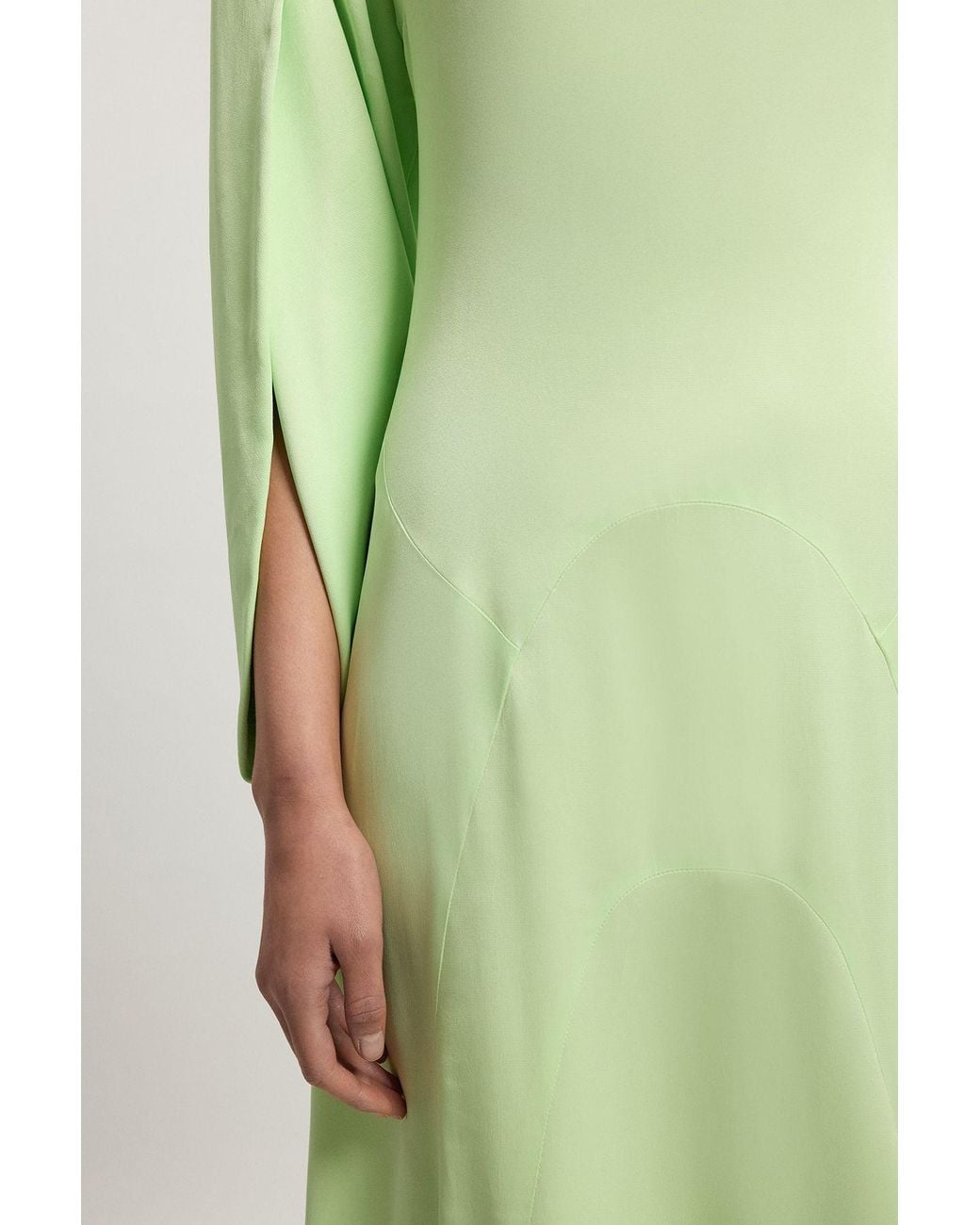 Karen Millen Green Satin Viscose Soft Midi Dress