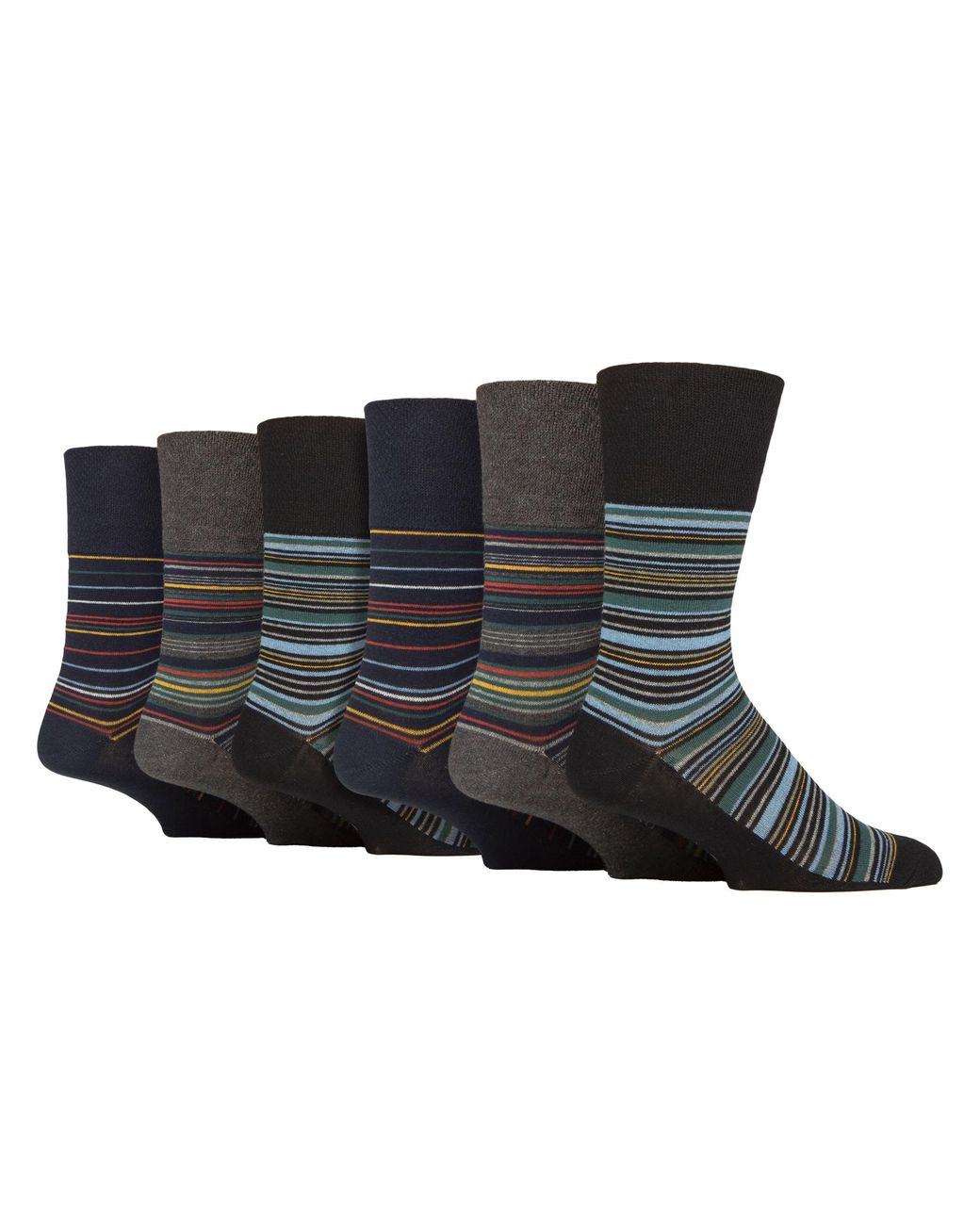 Gentle Grip Gray 6 Pack Non Elastic Square Patterned Cotton Socks For Poor Circulation for men