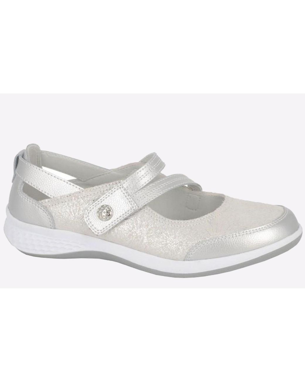 Boulevard White Suzie Shoes (Wide Fit)