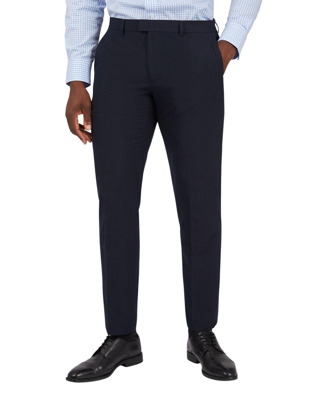 Limehaus Black Flat Fronted Regular Suit Trousers for men