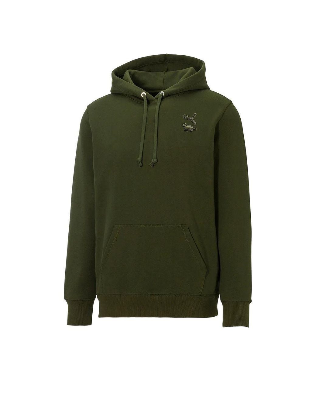 PUMA Green X Maison Kitsune Long Sleeve Pullover Hoodie 532325 94 Cotton for men
