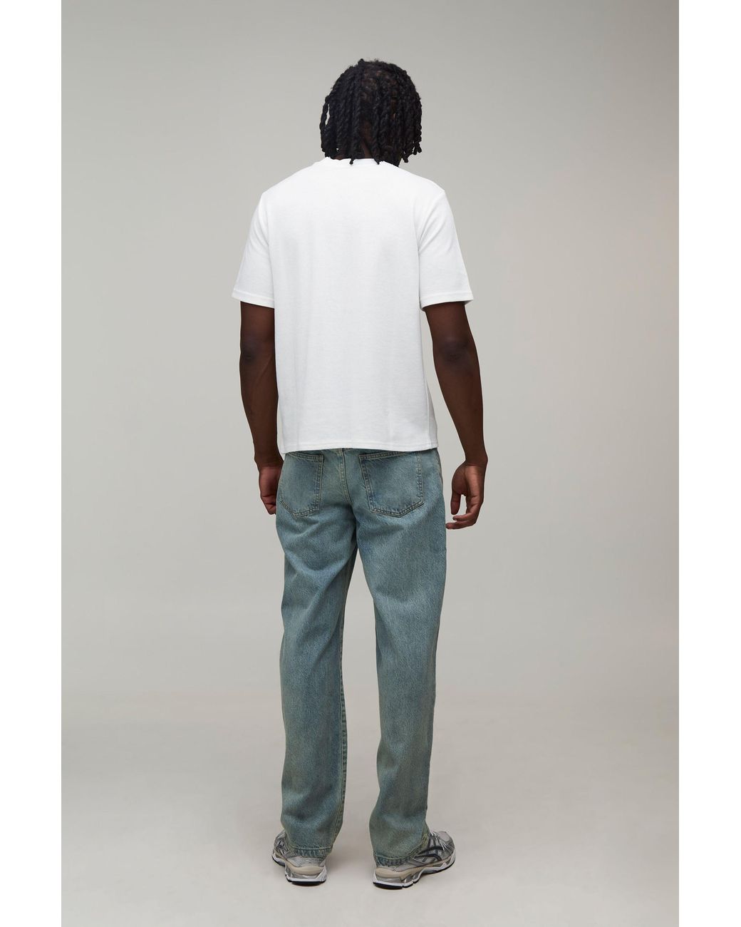 BoohooMAN White Tall Essential Regular Waffle T-Shirt for men