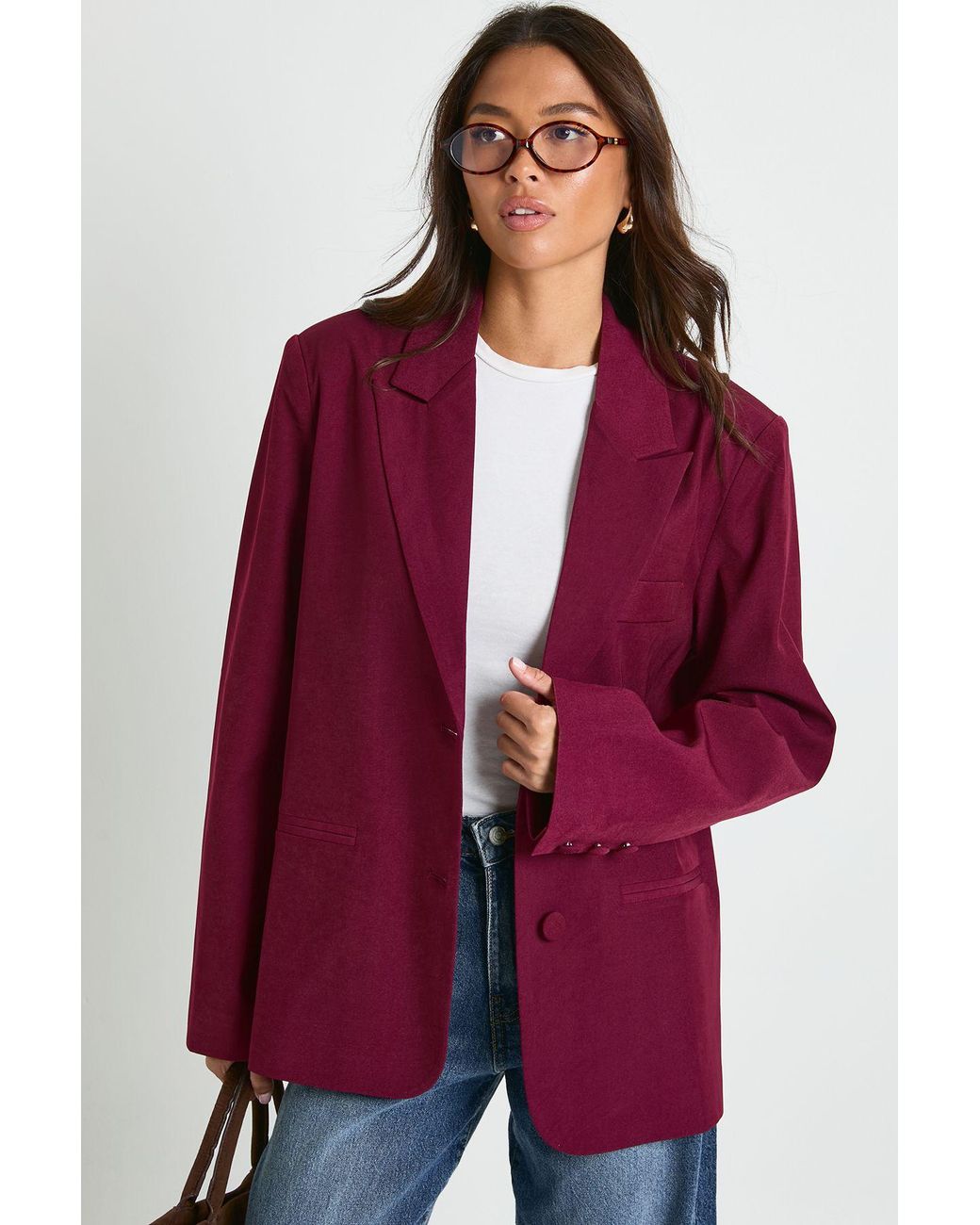 Boohoo Single Breasted Relaxed Fit Tailored Blazer