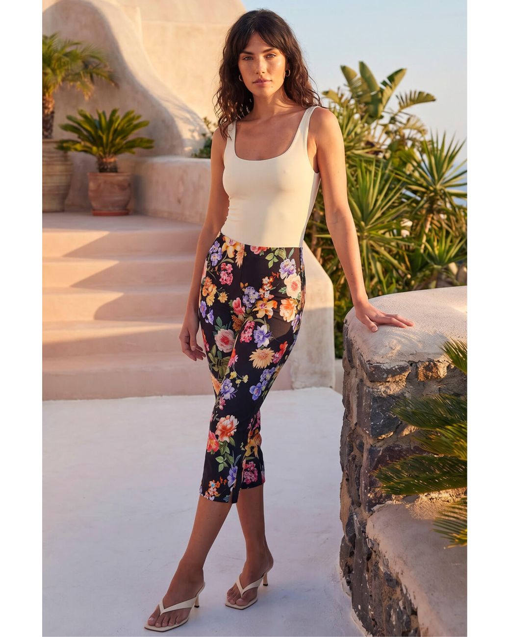Roman Black Printed Bengaline Cropped Trouser