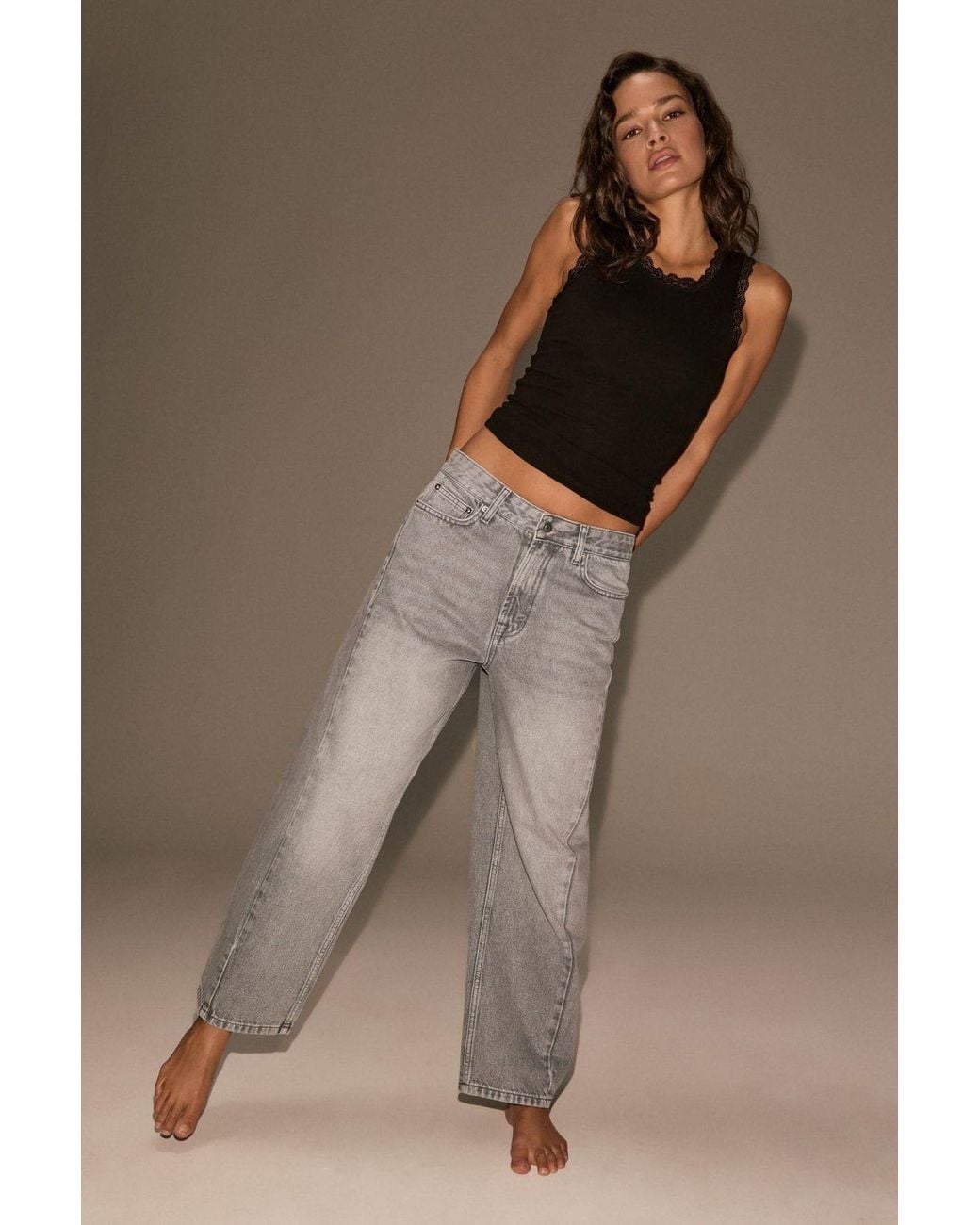 Grimelange Brown Straight-Leg Pull-On Jeans