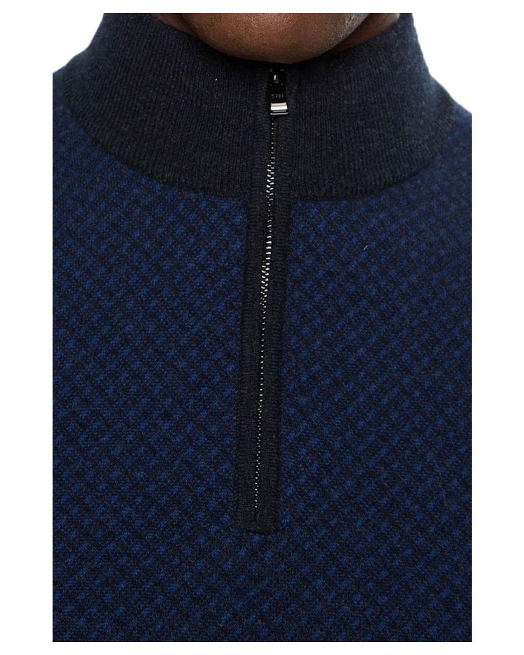 Boss Blue H-Eltorino Half Zip Knitwear Dark for men
