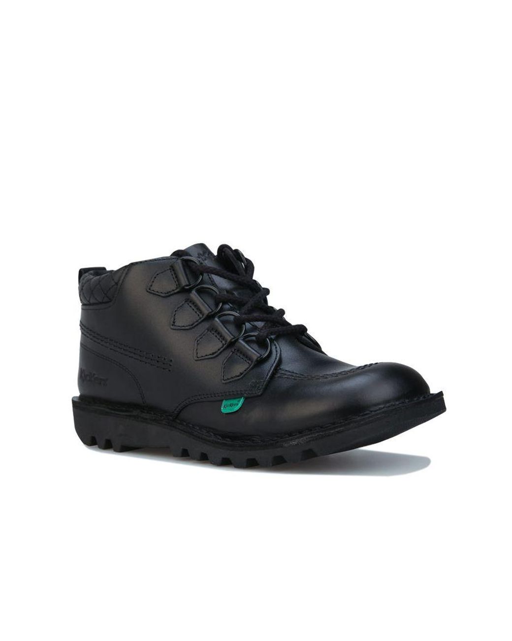 Kickers Black Kick Mid Quilt Leather Shoes