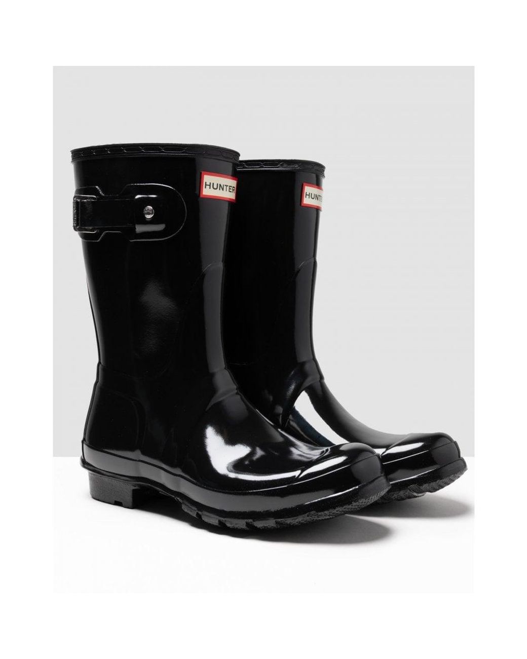 Hunter Black Original Short Gloss Ladies Wellingtons