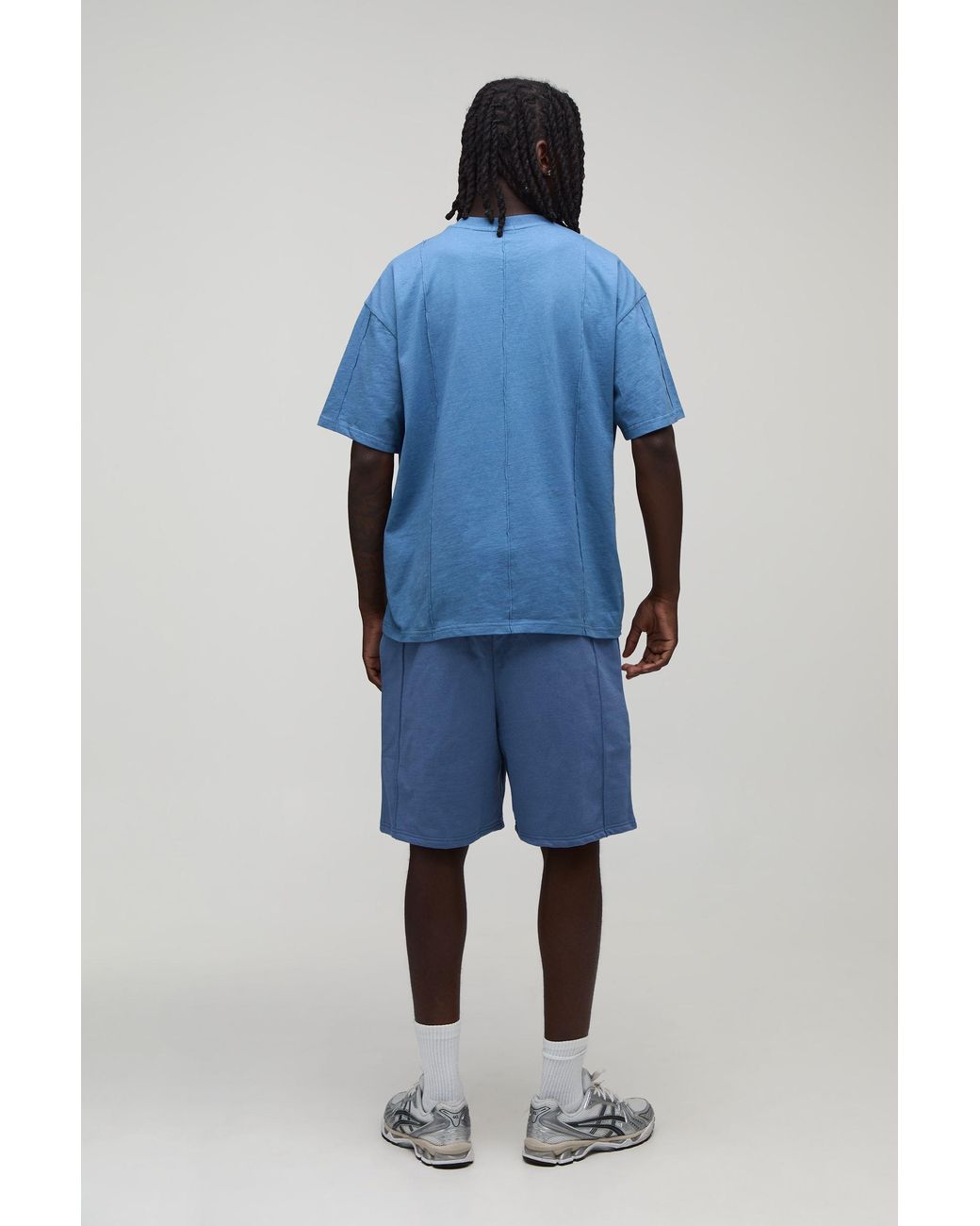 BoohooMAN Blue Sport Seam Detail Oversized T-Shirt & Baggy Short Set for men
