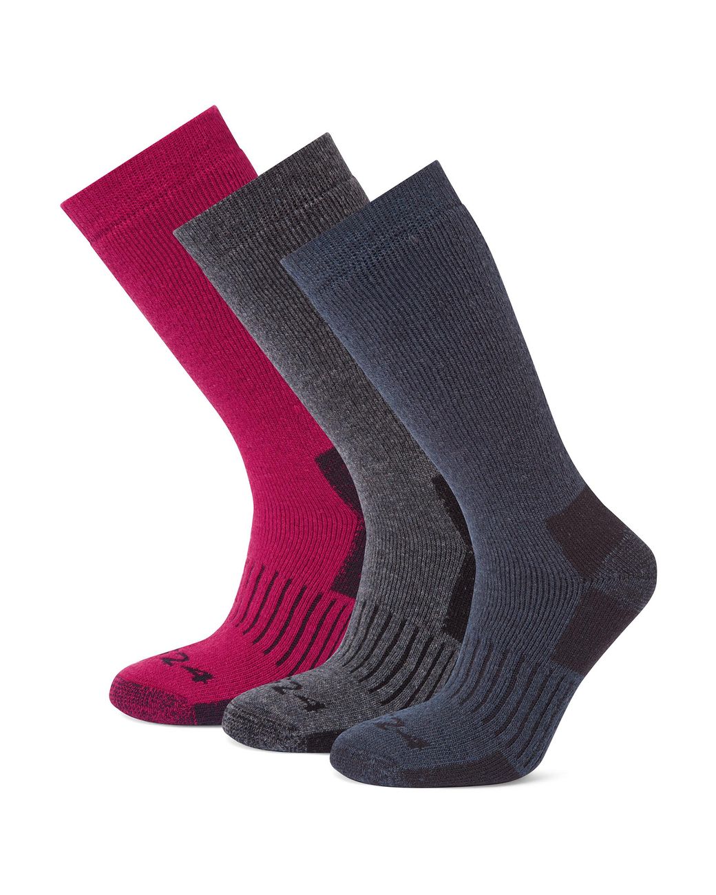 TOG24 Blue Villach 3 Pack Trek Socks Dark Marl/Cerise/Dark