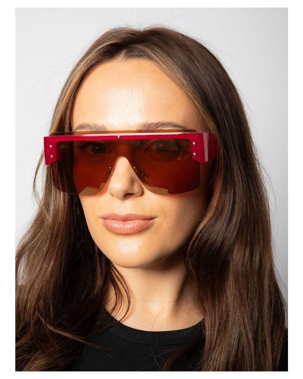SVNX White Oversized Flat Top Sunglasses With Mirrored Lens