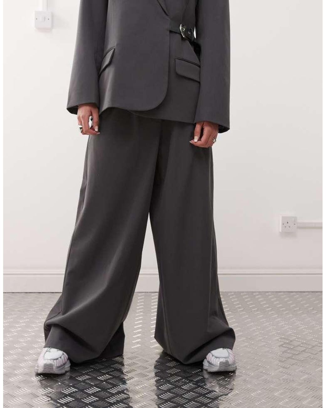 Collusion Gray Wide Leg Belt Detail Trouser Co-ord