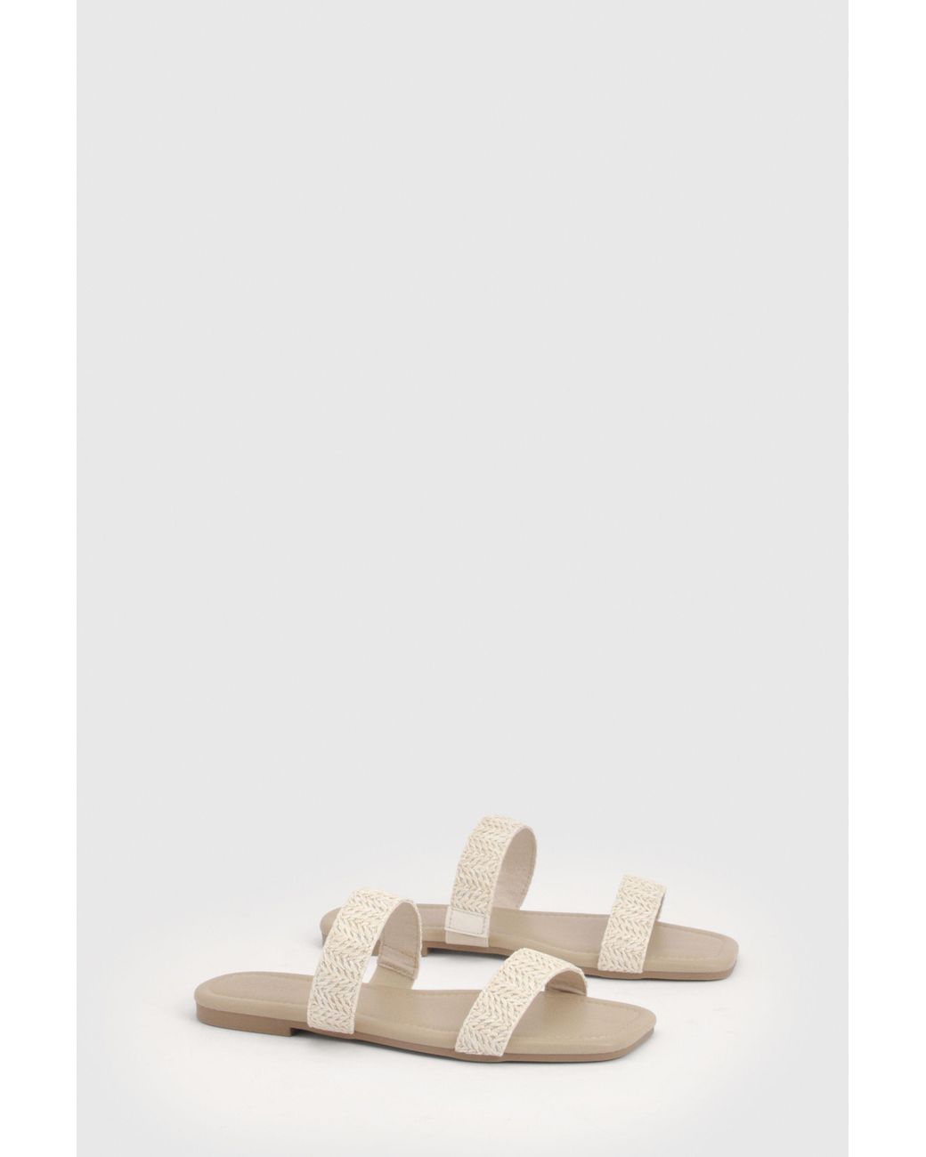 Boohoo Natural Crochet Double Strap Sliders