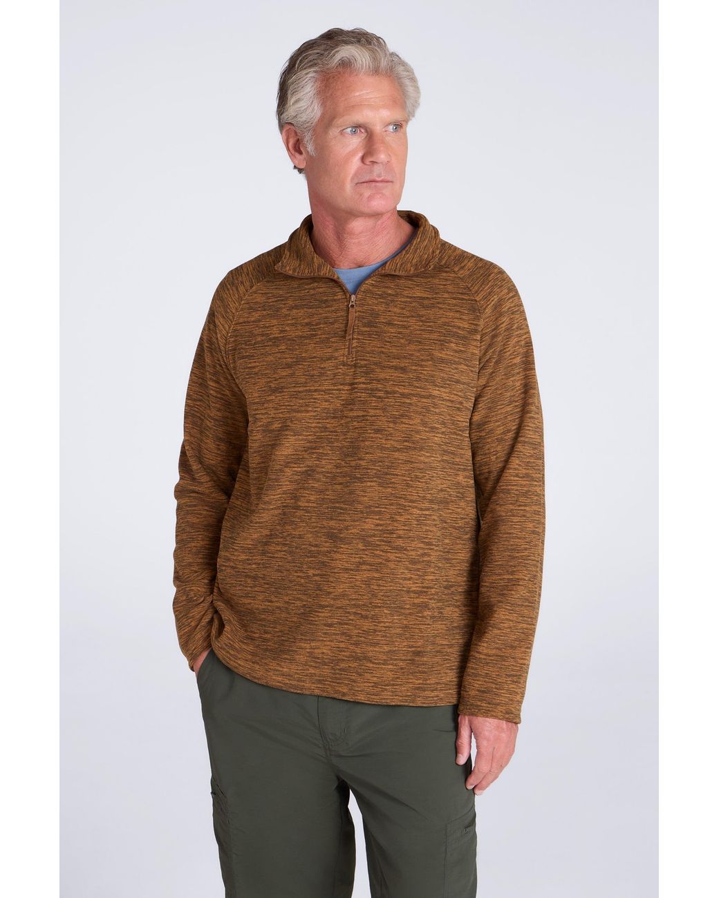 Mountain Warehouse Brown 'Snowdon' Fleece Top Half Zip Breathable Quick Dry Sweater for men