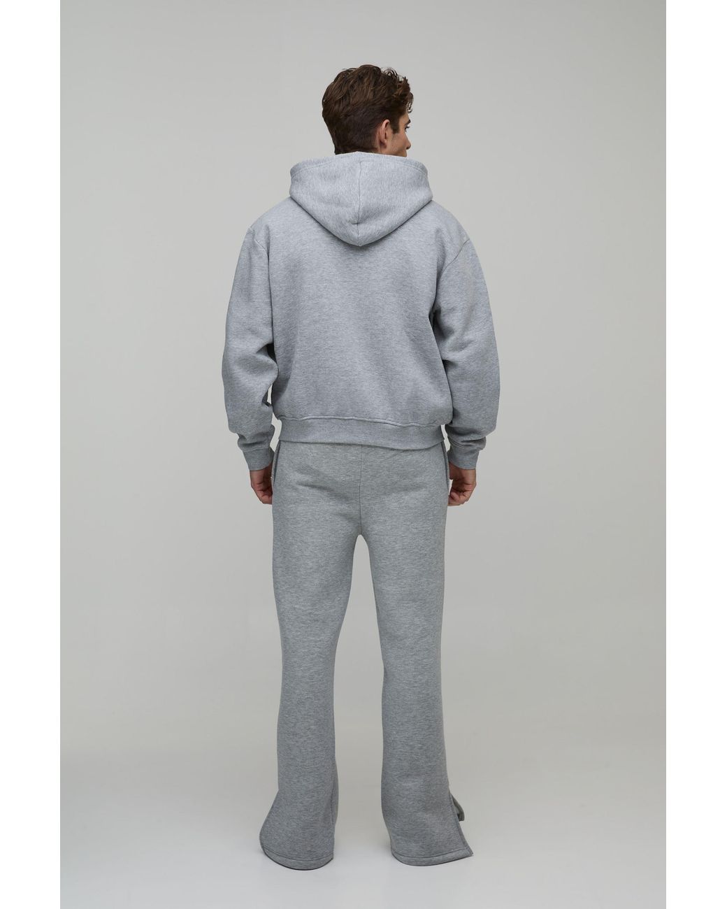 BoohooMAN Gray Baggy Flared Fit Split Hem Joggers for men