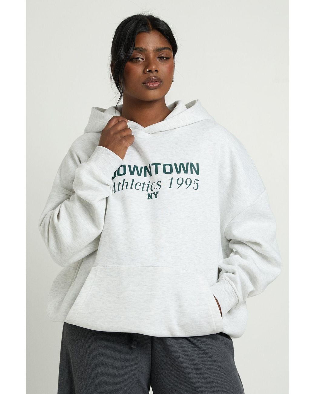 Boohoo White Plus Downtown Athletics Oversized Hoodie
