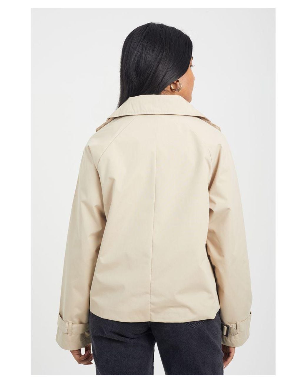 Brave Soul Natural 'Brandy' Double Breasted Cropped Trench Coat