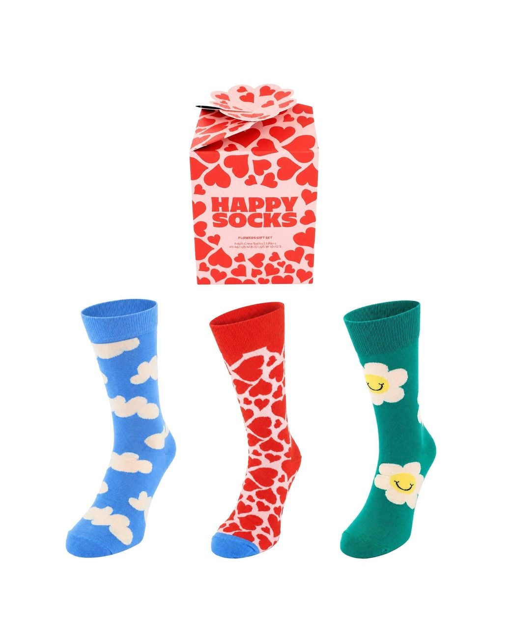 Happy Socks Blue 3-Pack Flower Gift Set Cotton for men