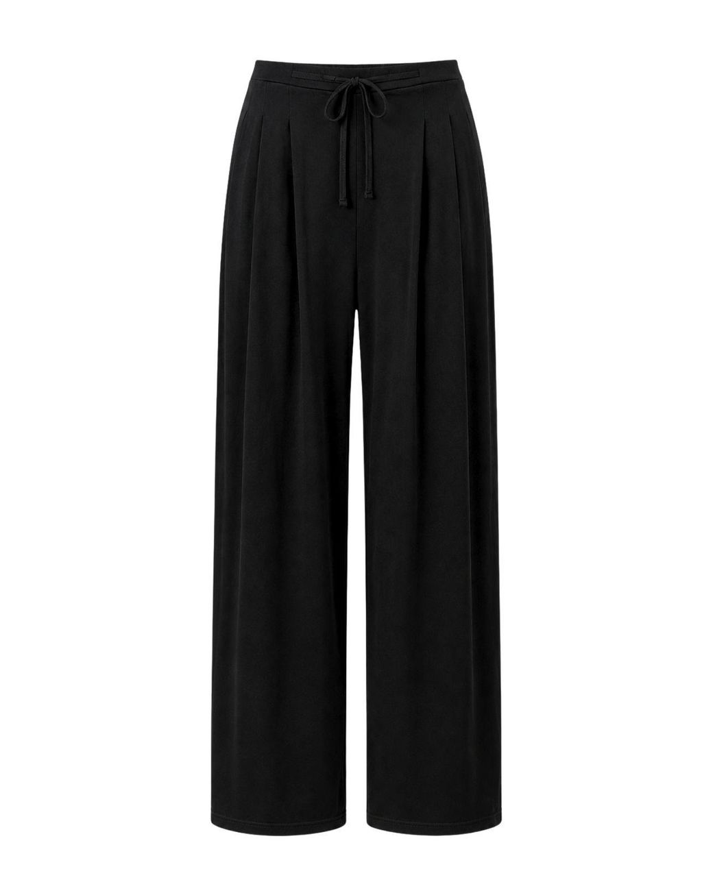 MixRay Black High-Waist Wide-Leg Jersey Trousers