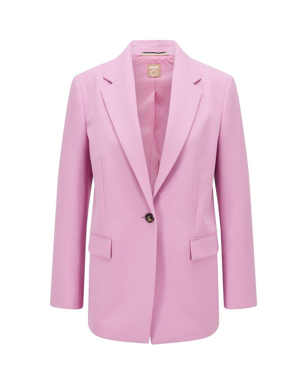 Boss Pink Solid Patterned Lapel Collared Blazer