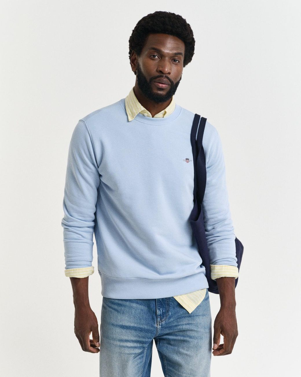 Gant Blue Regular Fit Shield Logo Crew Neck Sweatshirt for men
