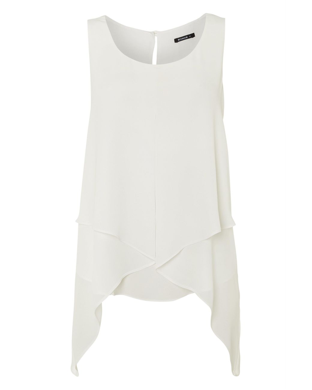 Roman White Asymmetric Sleeveless Vest Top