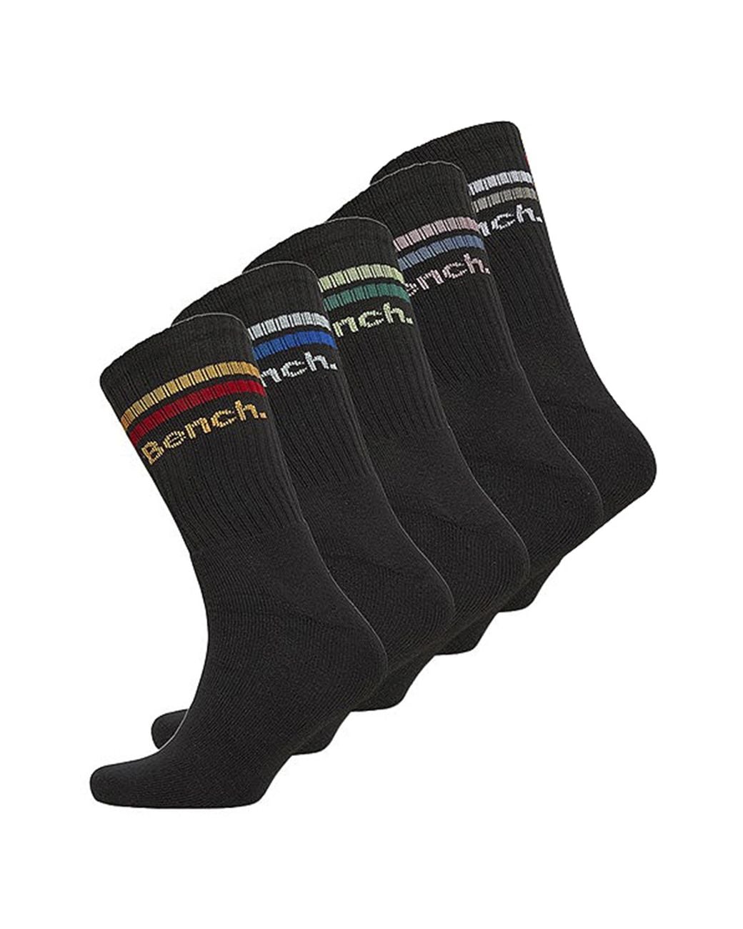 Bench Black 5 Pairs Crew Cotton Socks for men
