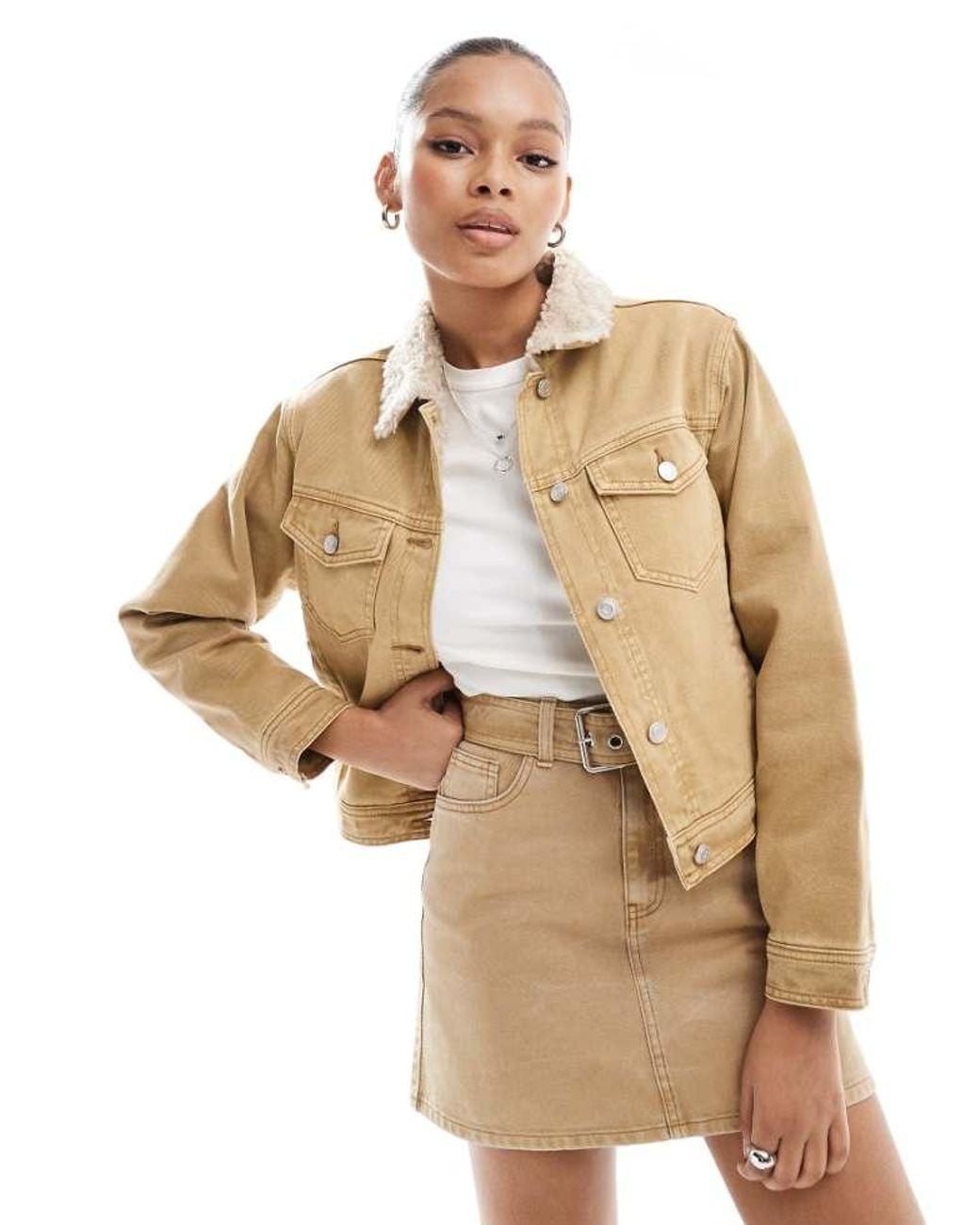 ASOS Natural Denim Borg Jacket