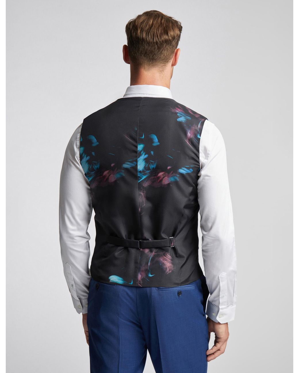 Ted Baker Blue Slim Fit Sharkskin Waistcoat for men