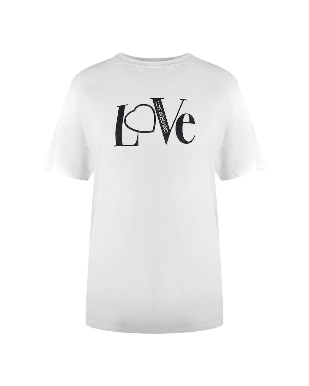 Love Moschino White Love Logo T-Shirt Cotton