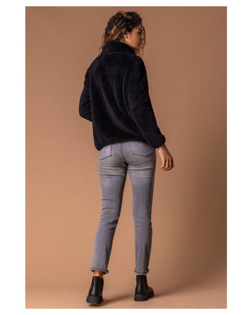 Roman Black Soft Sherpa Fleece Jacket