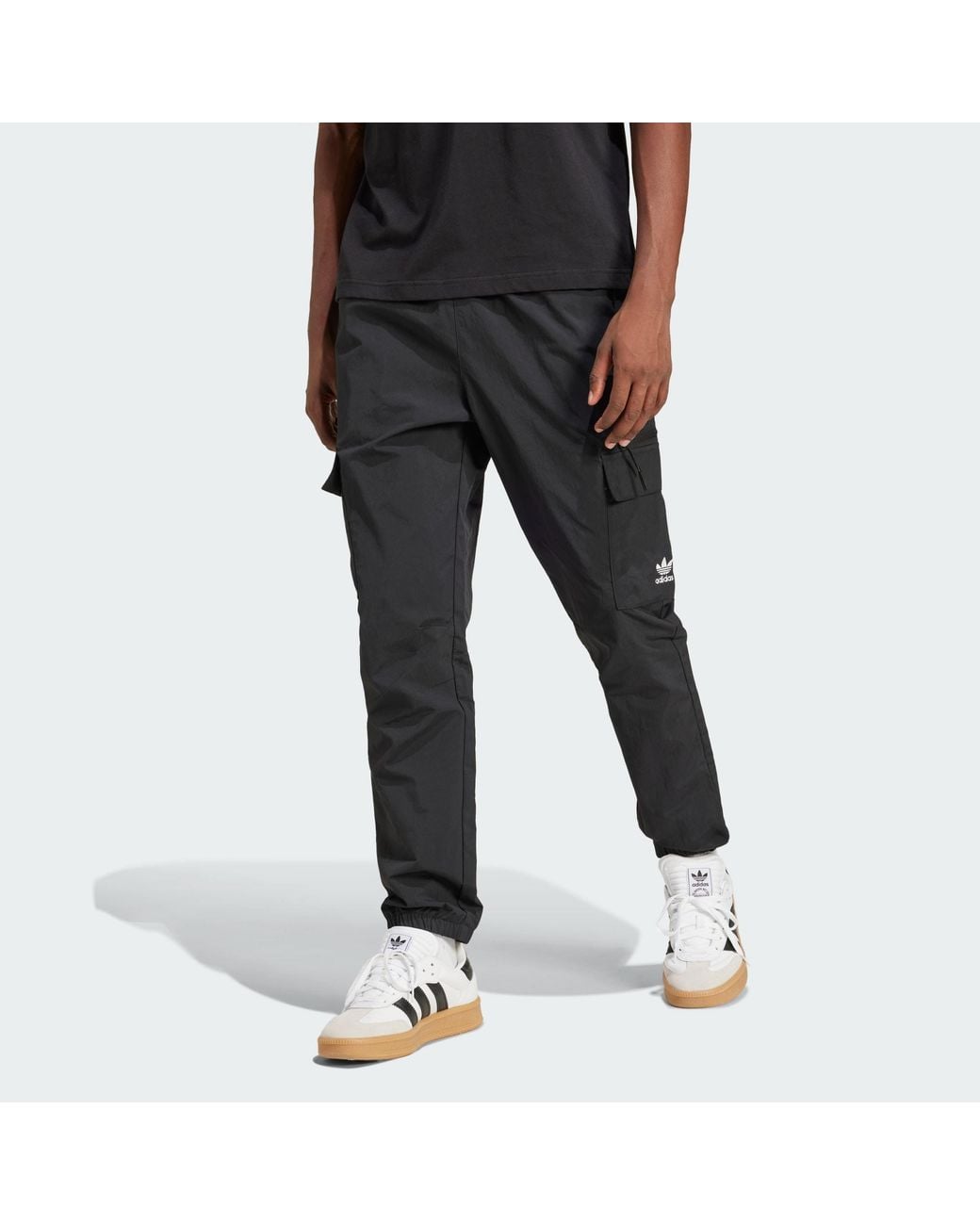 Adidas Originals Black Trefoil Essentials Woven Cargo Pants for men