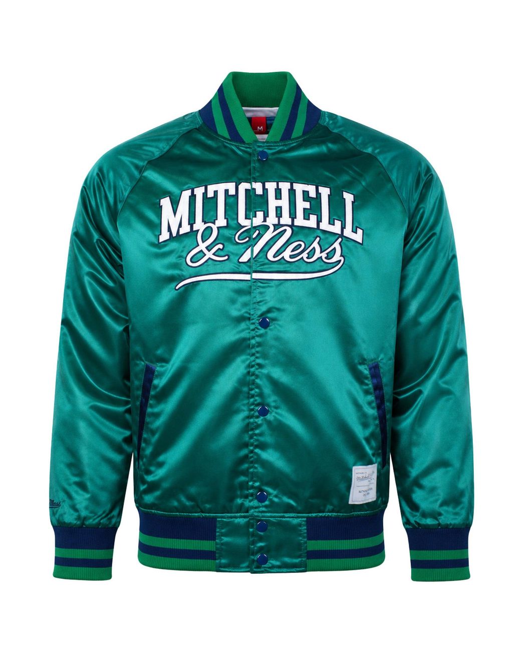 Mitchell & Ness Green Branded Satin Jacket for men