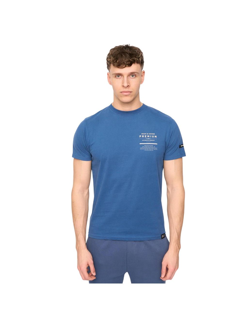 Duck and Cover Blue Rayland Cotton T-Shirt for men