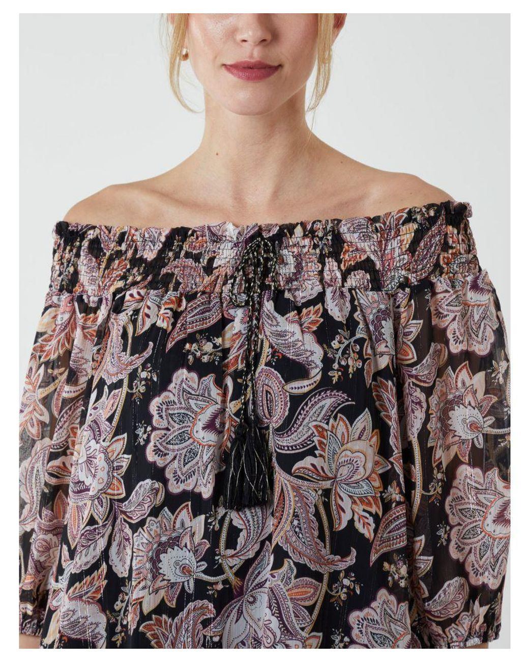 Blue Vanilla White Sheared Neck Bardot Dress