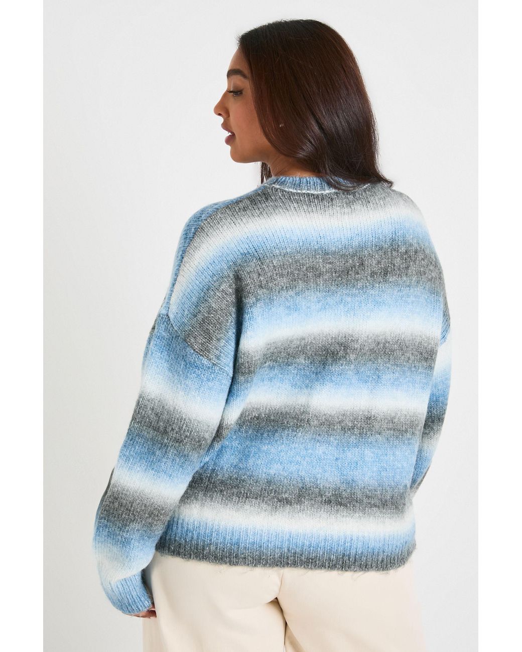 Boohoo Blue Plus Knit Crew Neck Jumper