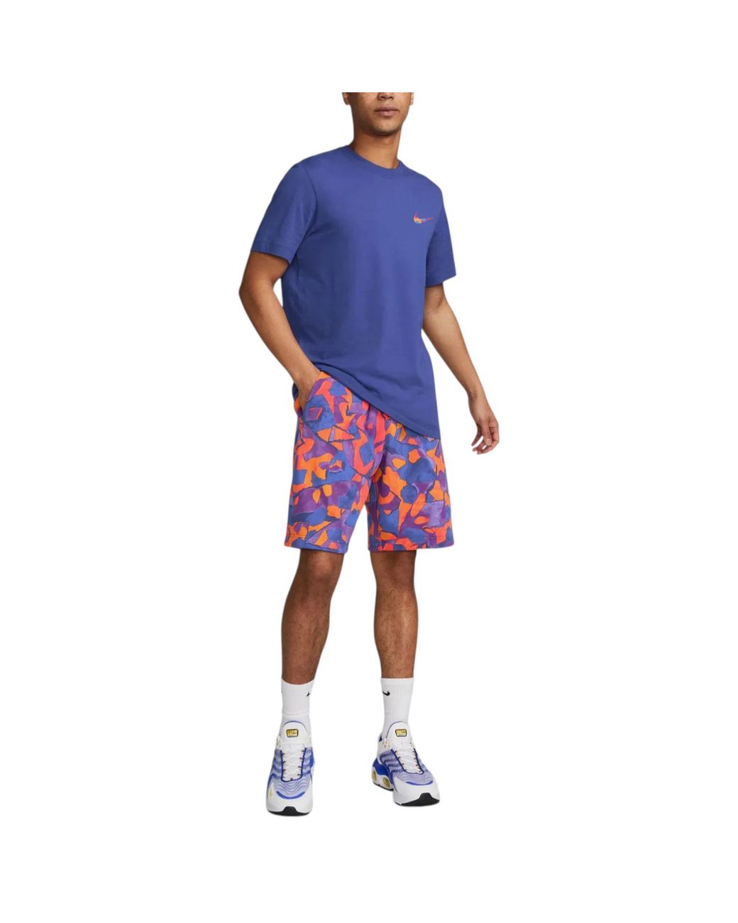 Nike Blue T Shirts Club Swoosh Hdy Print Short Sleeve Summer Sportswear for men