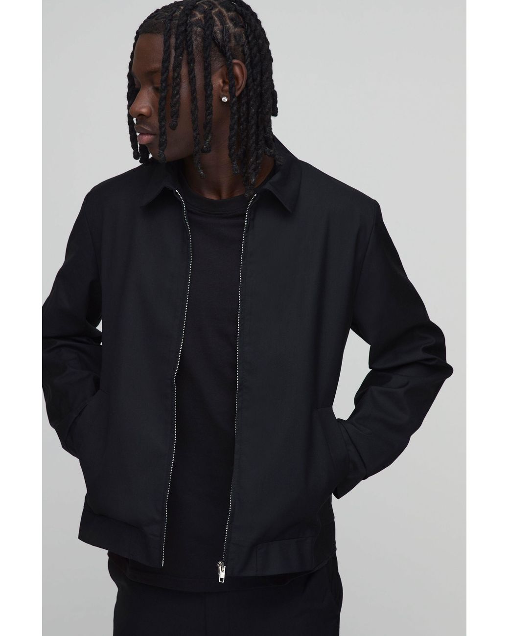 BoohooMAN Blue Tailored Regular Fit Zip Collared Co-Ord Jacket for men
