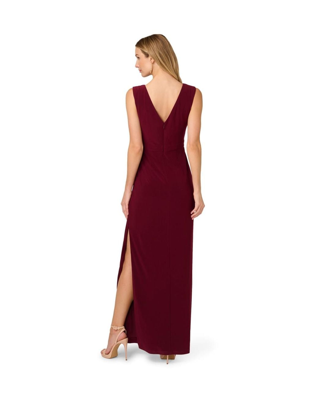 Adrianna Papell Red Studio Jersey Embellished Gown