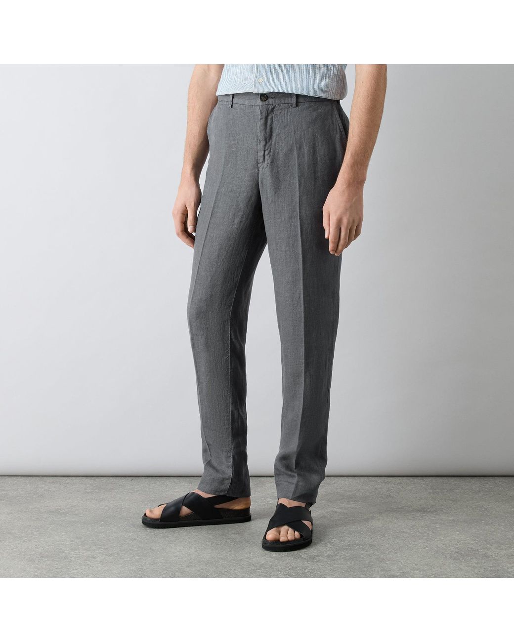 Oliver Sweeney Gray 100% Linen Trousers for men