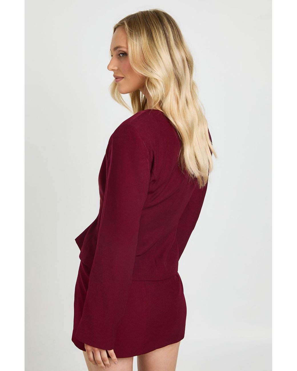 Boohoo Petite Tailored Barrel Sleeve Cinch Waist Blazer