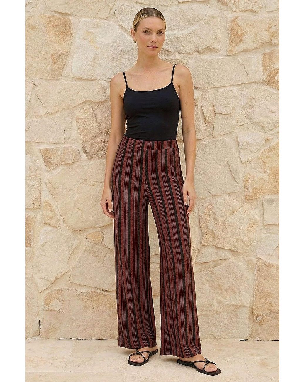 Roman Blue Texture Stripe Stretch Trouser