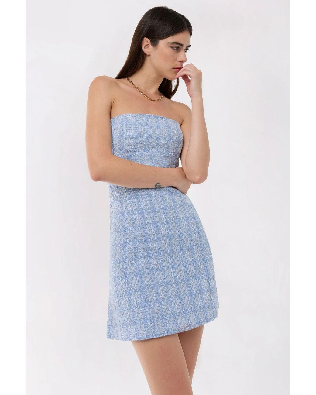 Hiccup Blue Tweed Super Mini Dress