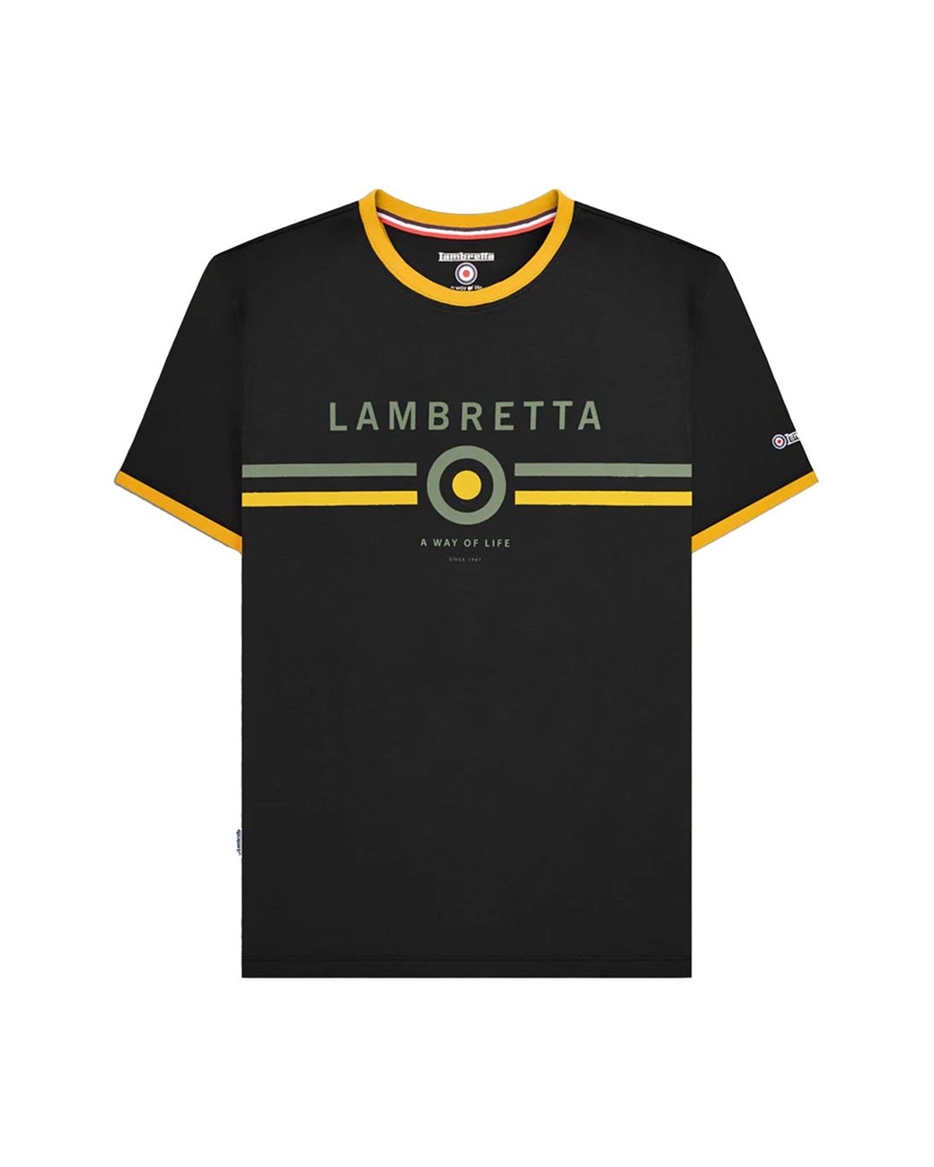 Lambretta Black Target Ringer T-Shirt Cotton for men