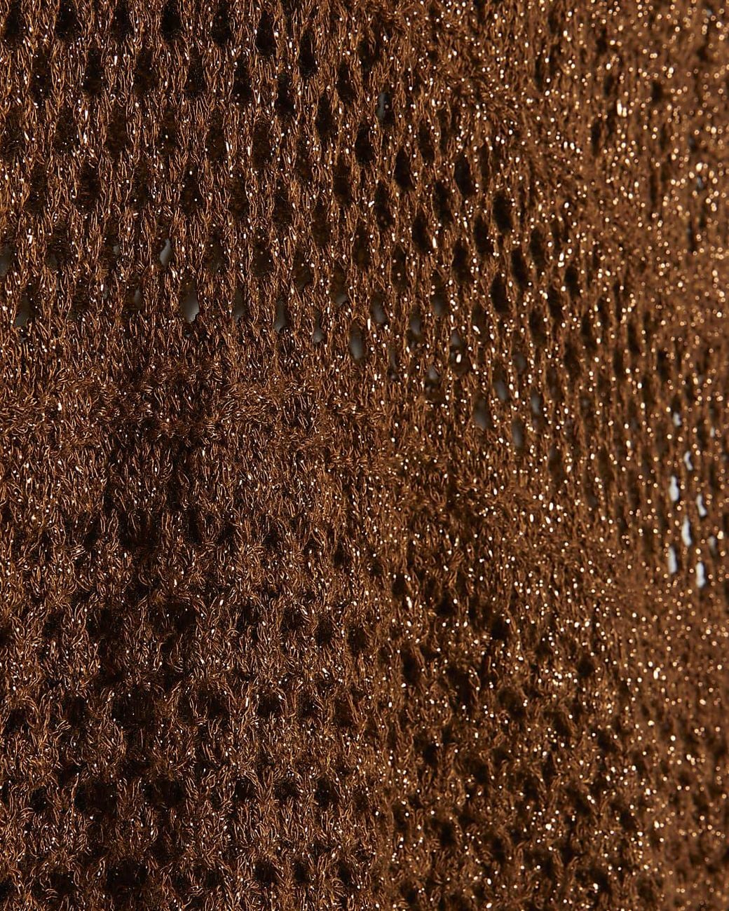 River Island Brown Mini Beach Dress Petite Metallic Knit