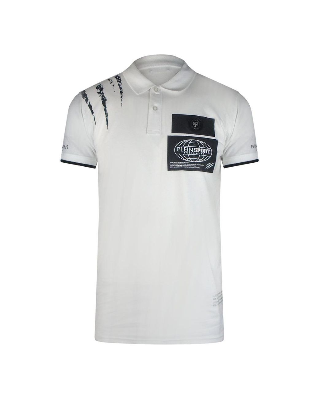 Philipp Plein White Plein Sport Scratched Shoulder Polo Shirt for men